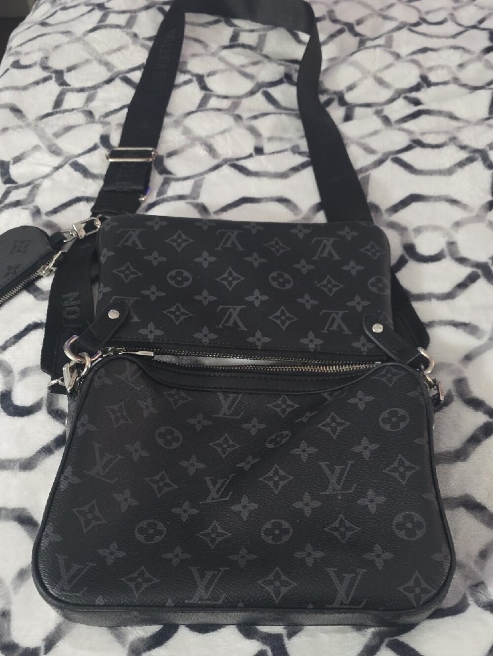 Louis Vuitton Black Monogram Shadow Messenger Bag with Strap - Picture 4 of 10